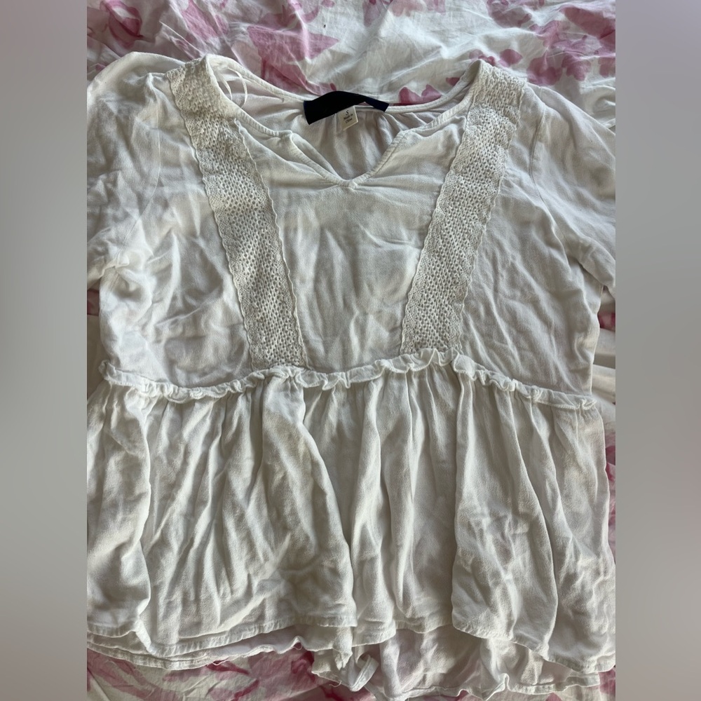 Blue Rain White Blouse